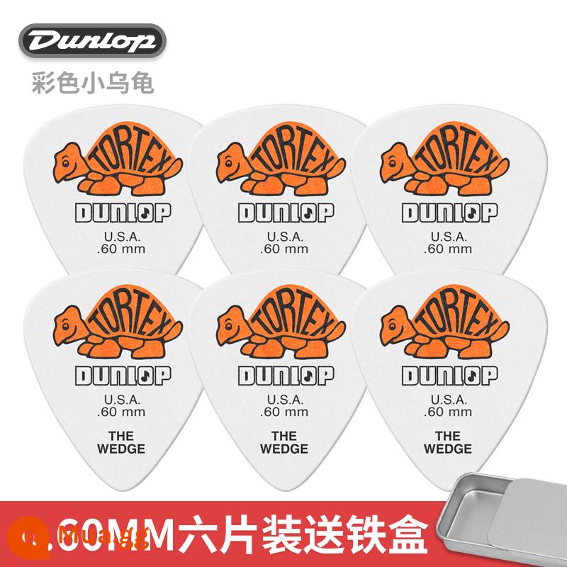 Dunlop Mái Chèo Dunlop 478R Con Rùa Nhỏ Đàn Guitar Mái Chèo Tốc Độ Bom Chống Trơn Trượt Dân Gian Đàn Guitar Điện Mùa Xuân Mảnh - [Gói sáu] Rùa đầy màu sắc 0,60mm + hộp thiếc nhỏ miễn phí