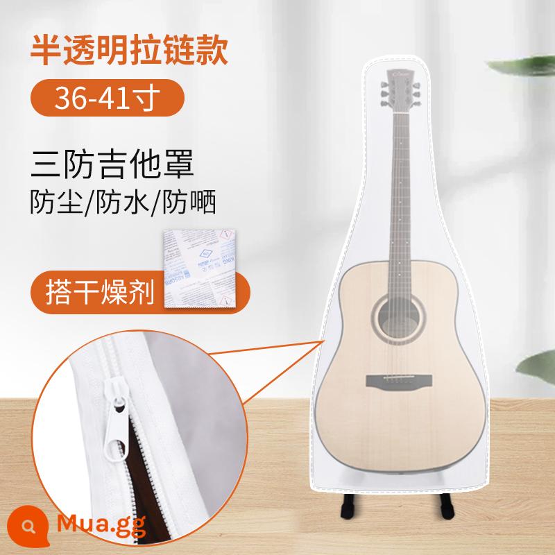 Túi đựng đàn guitar điện trong suốt bảo vệ đàn guitar che bụi túi chống ẩm túi đặc biệt túi kín 41 inch túi độ ẩm không đổi phổ quát - [Phong cách dây kéo] Matte mờ - Phổ biến cho Guitar dân gian/Cổ điển/Điện + 10 gói hút ẩm nhỏ