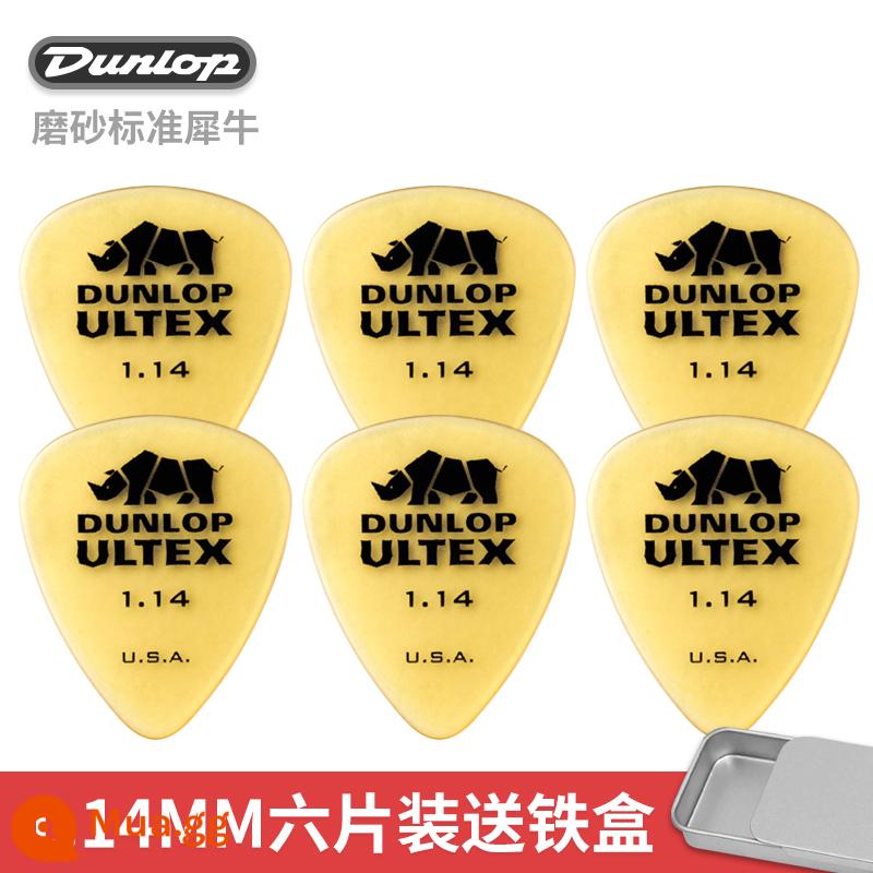 Dunlop Đàn Guitar Điện Dunlop Miếng gảy Tốc Độ Chơi Chà Chống Trơn Trượt Dân Gian Đàn Guitar Gỗ Sắc Nét Tê Giác Quét Dây Lò Xo - [Gói 6 chiếc] Rhino tiêu chuẩn 1.14mm + kèm hộp sắt