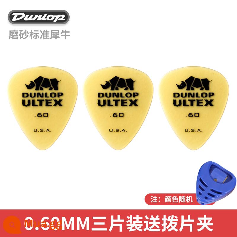 Dunlop Đàn Guitar Điện Dunlop Miếng gảy Tốc Độ Chơi Chà Chống Trơn Trượt Dân Gian Đàn Guitar Gỗ Sắc Nét Tê Giác Quét Dây Lò Xo - [Gói ba chiếc] Rhino tiêu chuẩn 0,60mm + kẹp gắp miễn phí