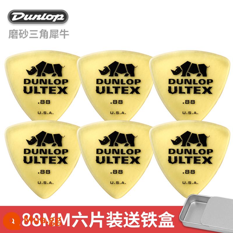 Dunlop Đàn Guitar Điện Dunlop Miếng gảy Tốc Độ Chơi Chà Chống Trơn Trượt Dân Gian Đàn Guitar Gỗ Sắc Nét Tê Giác Quét Dây Lò Xo - [Gói 6 chiếc] Tê giác tam giác 0.88mm + tặng kèm hộp sắt