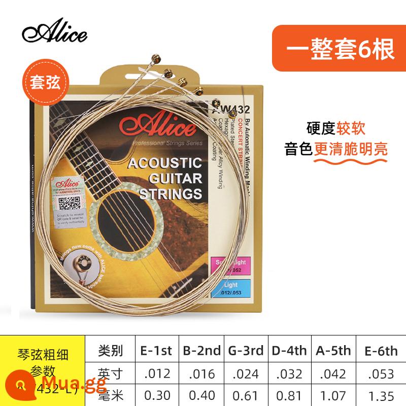 Dây Đàn Guitar Alice Dây Đàn Guitar Dân Gian Bộ Dây Đàn Guitar Gỗ 1 Dây Bộ 6 Dây Một, Hai Và Ba Dây Đơn - Bộ mô hình thực hành A432L[012-053]