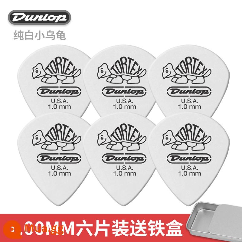 Dunlop Mái Chèo Dunlop 478R Con Rùa Nhỏ Đàn Guitar Mái Chèo Tốc Độ Bom Chống Trơn Trượt Dân Gian Đàn Guitar Điện Mùa Xuân Mảnh - [Gói sáu chiếc] Rùa trắng tinh khiết 1,00mm + hộp sắt nhỏ miễn phí