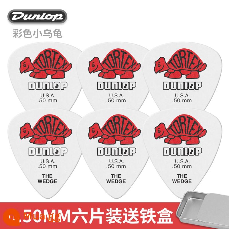 Dunlop Mái Chèo Dunlop 478R Con Rùa Nhỏ Đàn Guitar Mái Chèo Tốc Độ Bom Chống Trơn Trượt Dân Gian Đàn Guitar Điện Mùa Xuân Mảnh - [Gói sáu] Rùa đầy màu sắc 0,50mm + hộp thiếc nhỏ miễn phí