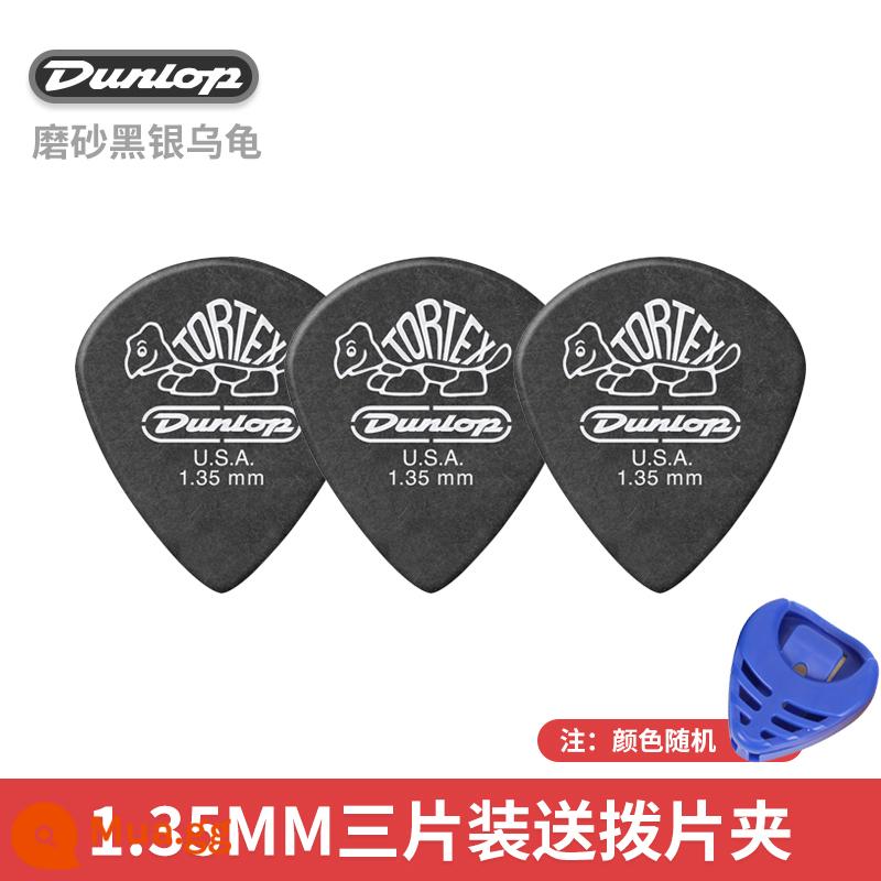 Đàn Guitar Điện Dunlop Dunlop Jazz3 Pick Little Turtle Jazz 3 Pick Guitar Chính Hãng Speed ​​Spring - [3 chiếc] JAZZ III đen bạc 1.35mm rùa + kẹp gắp