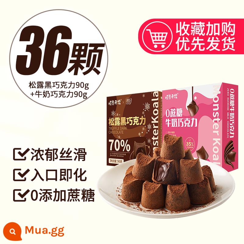 Sô cô la truffle bơ ca cao nguyên chất sô cô la đen giảm 0 đồng hộp quà không đường số lượng lớn kẹo ăn vặt Hàng Tết - [Khoảng 36 miếng] Sôcôla đen truffle 90g + sô cô la sữa 90g chỉ 13.8