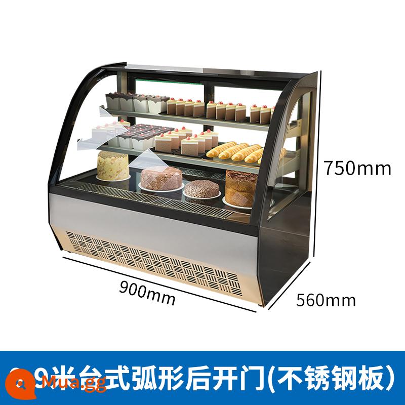 Xuehong Cake Tủ nhỏ mousse thương mại hiển thị Phong cách làm mát phong cách làm mát và tủ quần áo tươi - Cửa sau dạng vòng cung bằng thép không gỉ để bàn - dài 900mm