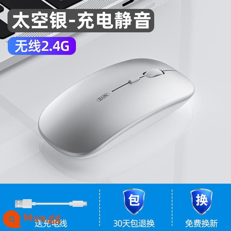 [Được đề xuất bởi Li Jiaqi] Chuột bluetooth không dây tắt tiếng chuột có thể sạc lại im lặng thích hợp cho Huawei Xiaomi Lenovo Apple macbook văn phòng kinh doanh máy tính bảng ipad máy tính xách tay nam - Phiên bản Space Silver/Không dây [Im lặng + Có thể sạc lại]