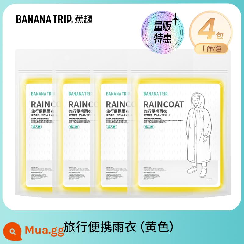 Banana Fun Áo mưa dùng một lần Bao giày Người lớn Trẻ em Áo mưa Poncho Leo núi Đi bộ đường dài Buổi hòa nhạc Quần áo mưa trong suốt Thiết bị - Áo mưa dày màu vàng*4