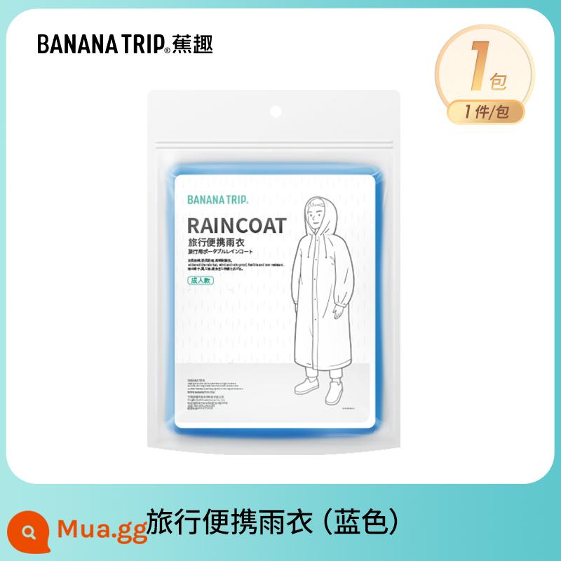 Banana Fun Áo mưa dùng một lần Bao giày Người lớn Trẻ em Áo mưa Poncho Leo núi Đi bộ đường dài Buổi hòa nhạc Quần áo mưa trong suốt Thiết bị - Áo mưa dày màu xanh*1