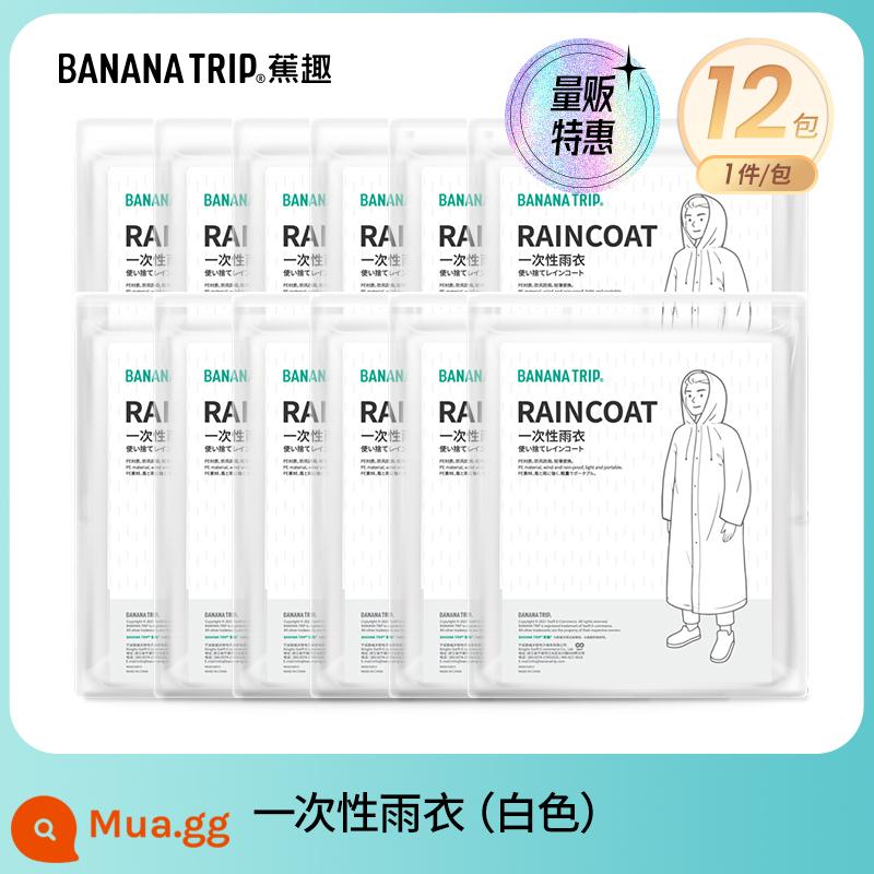 Banana Fun Áo mưa dùng một lần Bao giày Người lớn Trẻ em Áo mưa Poncho Leo núi Đi bộ đường dài Buổi hòa nhạc Quần áo mưa trong suốt Thiết bị - Áo mưa dùng một lần-trắng*12