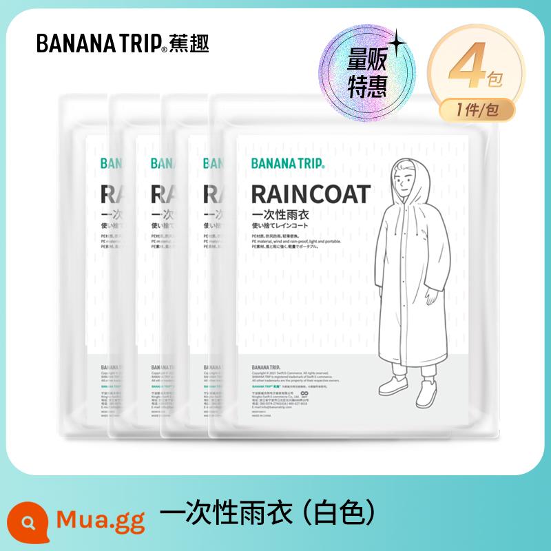 Banana Fun Áo mưa dùng một lần Bao giày Người lớn Trẻ em Áo mưa Poncho Leo núi Đi bộ đường dài Buổi hòa nhạc Quần áo mưa trong suốt Thiết bị - Áo mưa dùng một lần-trắng*4