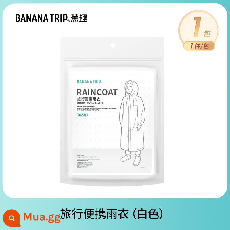 Banana Fun Áo mưa dùng một lần Bao giày Người lớn Trẻ em Áo mưa Poncho Leo núi Đi bộ đường dài Buổi hòa nhạc Quần áo mưa trong suốt Thiết bị - Áo mưa dày-trắng*1