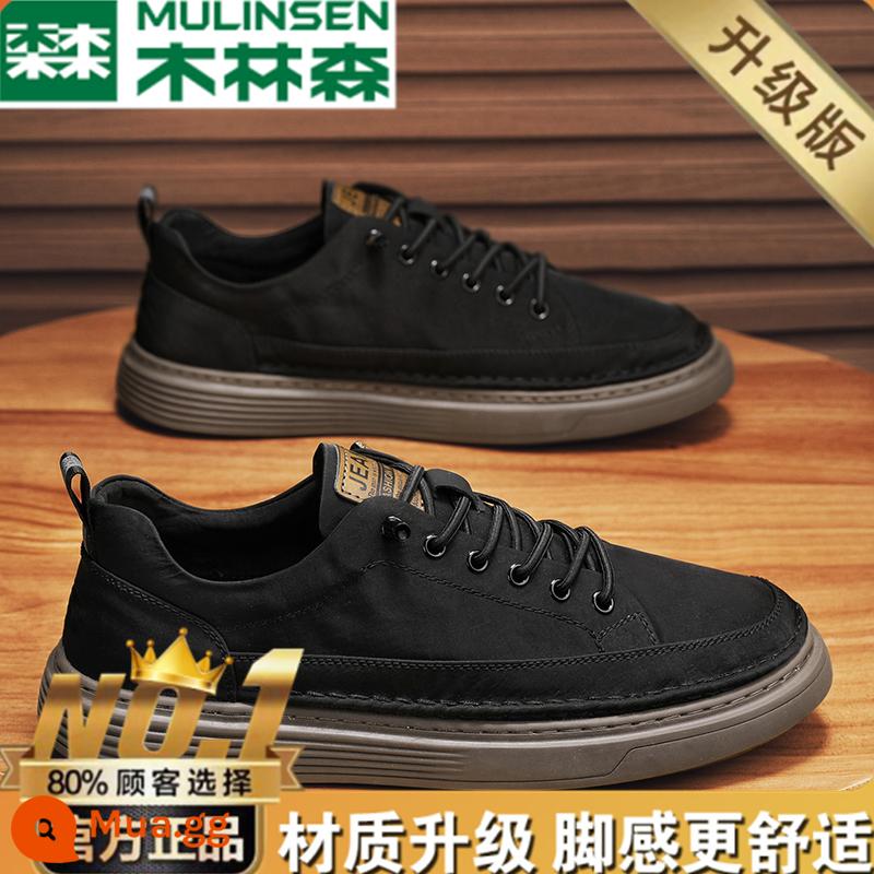 Mulinsen Thu Đông Giày Slip-On Nam Plus Nhung Thường Ngày Giày Trượt Ván 2022 Thể Thao Mới Giày lười Canvas 2 Giày Cotton - Đen nâu [nâng cấp]