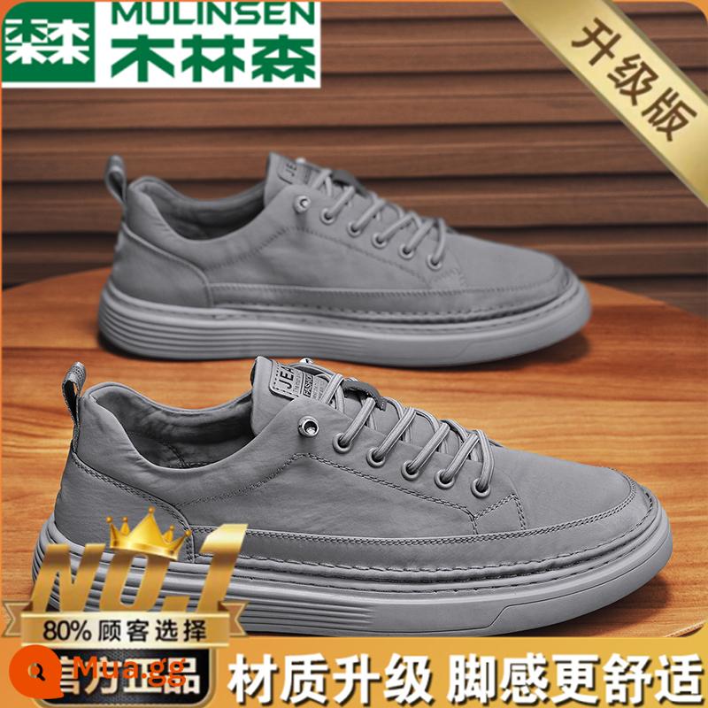 Mulinsen Thu Đông Giày Slip-On Nam Plus Nhung Thường Ngày Giày Trượt Ván 2022 Thể Thao Mới Giày lười Canvas 2 Giày Cotton - Xám [nâng cấp]