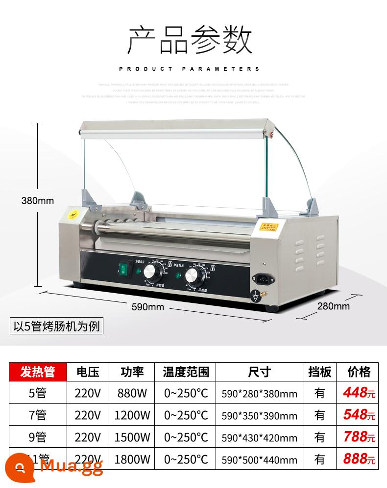 Máy nướng xúc xích thương mại gian hàng nhỏ hoàn toàn tự động điều khiển nhiệt độ máy làm xúc xích Đài Loan điện nướng xúc xích giăm bông máy xúc xích hộ gia đình - Cửa ôn đới 5 ống cắt đôi sang trọng