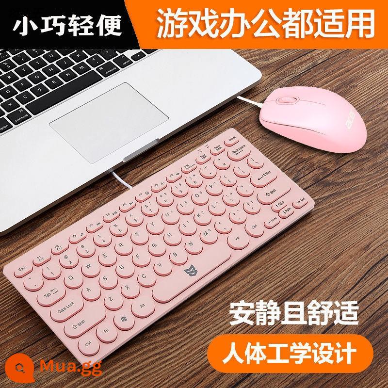 Bàn phím không dây bàn phím máy tính máy tính để bàn máy tính xách tay bên ngoài USB có dây tại nhà gõ văn phòng di động punk - Bộ bàn phím + chuột hồng