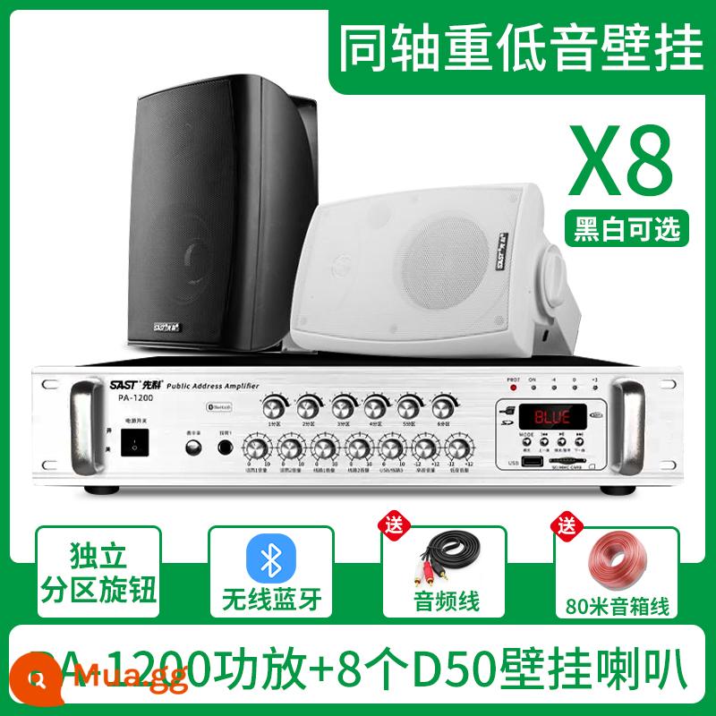 Xianke Wall Audiovutions SOUND Box Store - PA-1200 năm vùng + giá treo tường loa siêu trầm D50 *8 + cáp 80 mét