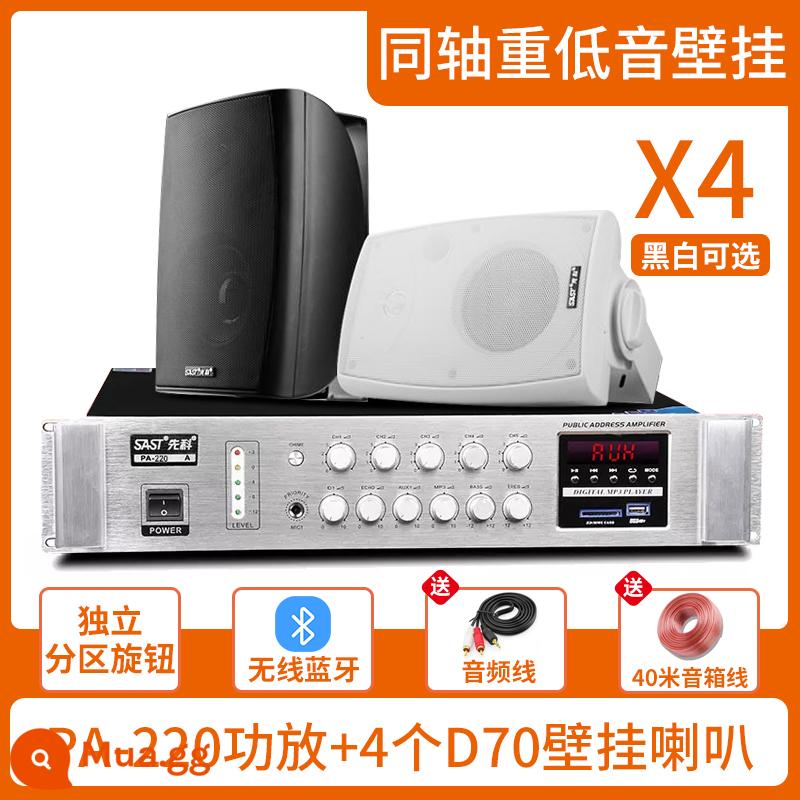 Xianke Wall Audiovutions SOUND Box Store - Bộ khuếch đại công suất năm vùng PA-220 + loa siêu trầm D70 treo tường*cáp 4+40m