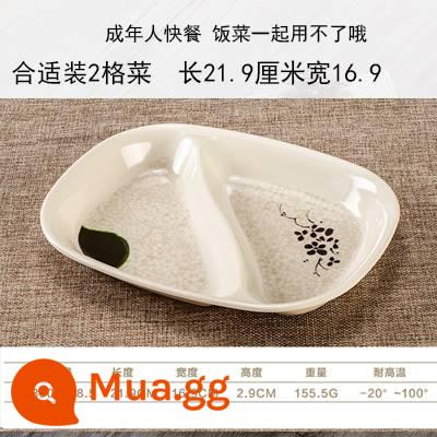 Đĩa melamine hai ô lưới đĩa thức ăn nhanh màu trắng dày giả sứ khay nhựa đĩa hình chữ nhật đĩa lưới đôi đĩa lưới - Tấm lưới đôi hoa sen