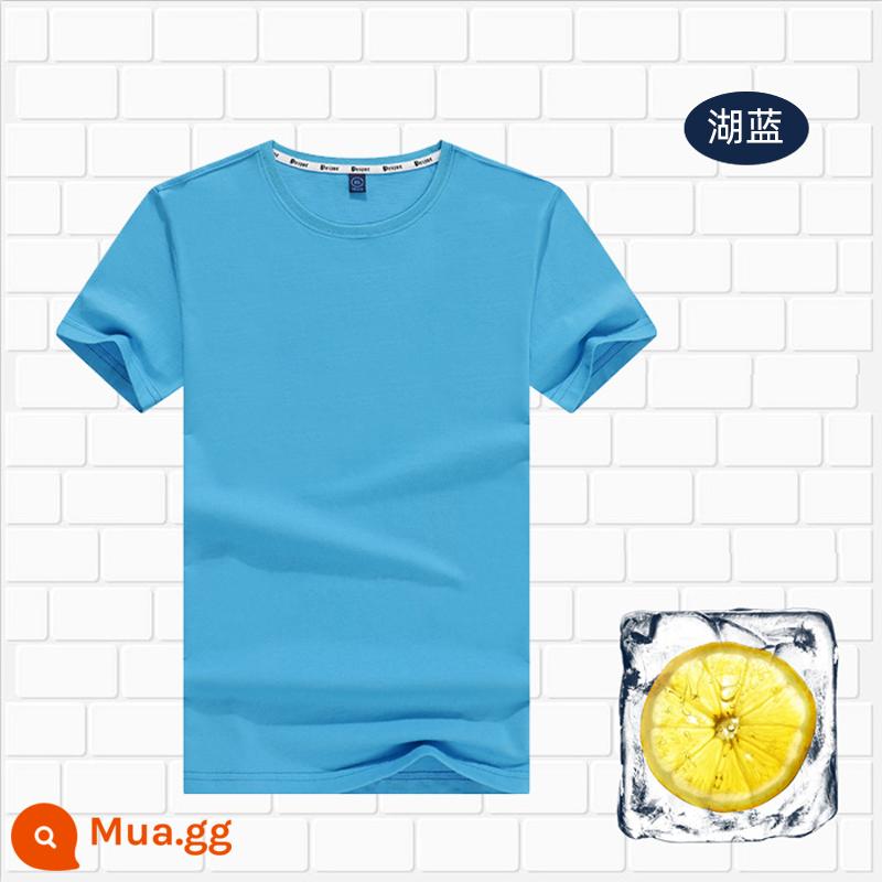 Áo thun cotton tùy chỉnh logo cổ tròn quần áo công sở in quảng cáo văn hóa áo đảng nhóm lớp đồng phục tay ngắn thêu - 803 lỗ màu xanh