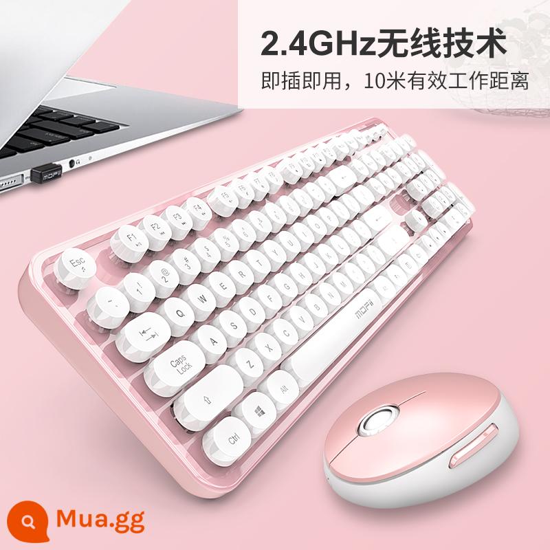 mofii đu quay tay bàn phím chuột bluetooth không dây nhóm cô gái retro máy tính bảng máy tính xách tay văn phòng - Bộ bàn phím và chuột màu trắng hồng