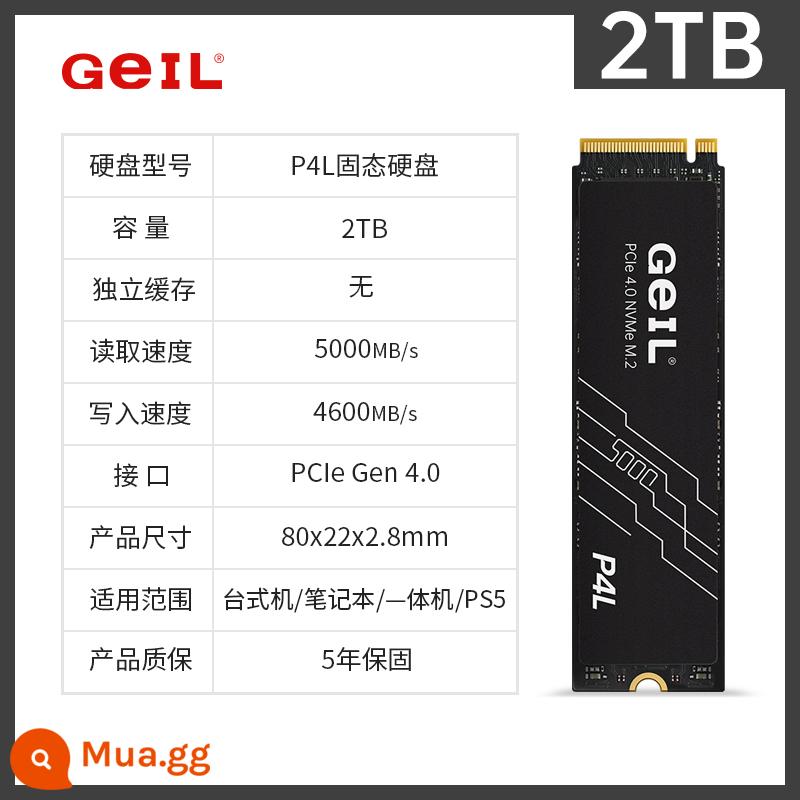 GeIL Jinbang P4L SSD Ổ Cứng 1T 2T Máy Tính Để Bàn PCIE4.0 Notebook M.2 Máy Tính PS5 M2 - P4L 2TB tốc độ cao 5000M/S "không có bộ đệm"