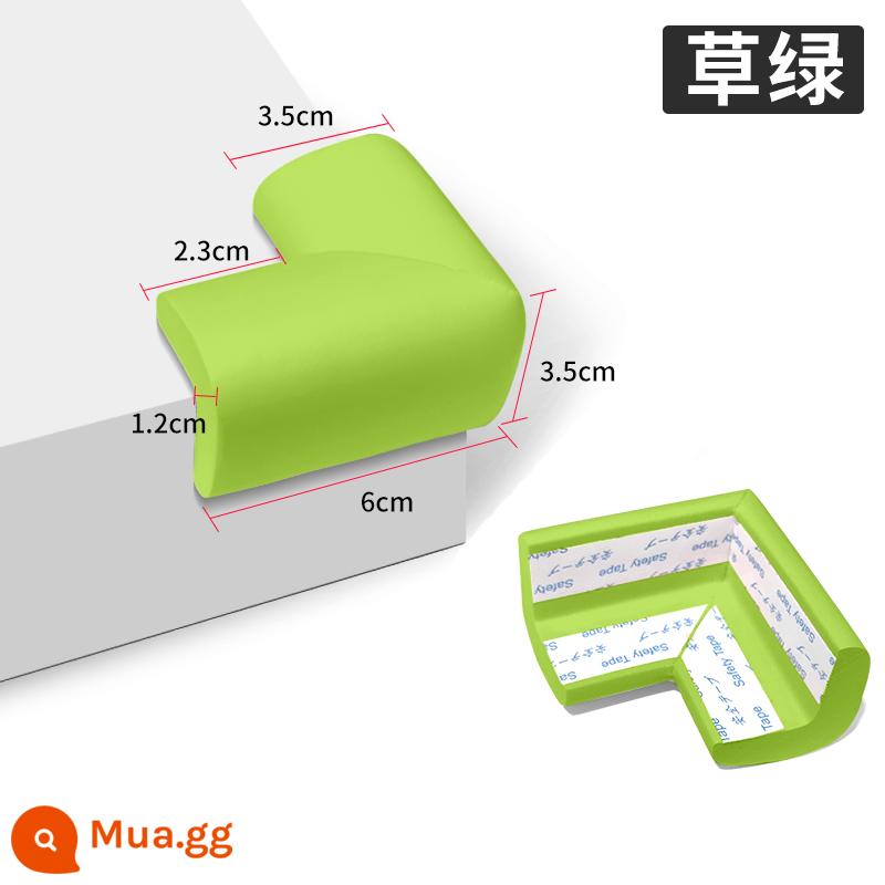 Miếng silicone bảo vệ góc bàn phạm vi miếng dán mui xe chống va chạm góc bàn góc chống va chạm đầu túi bọc đồ nội thất dải bảo vệ mềm chống va chạm - Cỏ xanh (4 miếng có băng dính 2 mặt)