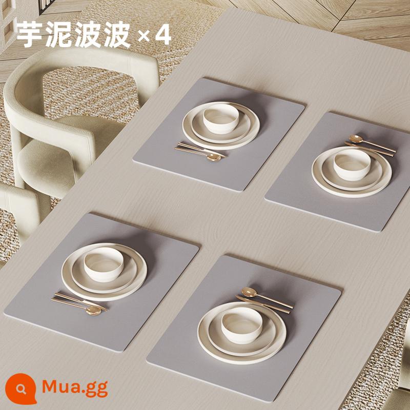 Thảm placemat không thấm nước cao cấp cảm giác placemat vải cách nhiệt dùng một lần không thấm nước và chống dầu mat bữa ăn mat tấm mat ánh sáng sang trọng pvc màu trắng - Bộ 4 miếng [Bobo bùn khoai môn*4 miếng]