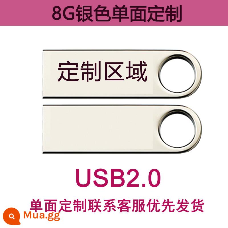 Phiên bản chữ ổ đĩa flash Suomin 8g Ổ đĩa flash USB chống thấm nước doanh nghiệp logo tùy chỉnh ô tô tốc độ cao ô tô ổ đĩa flash USB đấu thầu sáng tạo máy tính bảng di động sử dụng kép sinh viên nữ dung lượng lớn nhỏ chính hãng - Bạc 8G [tùy chỉnh một mặt]