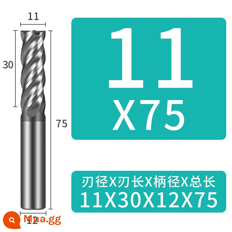 Dao phay thép vonfram 70 độ Thép không gỉ cacbua 4 lưỡi Gia công thô và phay mịn đặc biệt Công cụ CNC bốn lưỡi đáy phẳng - 11*30*12*75