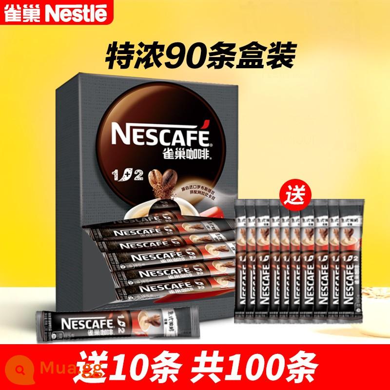 Nestle Nescafe 1+2 espresso 90 gói bột cà phê giải khát uống liền 3 trong 1 dành cho sinh viên hàng đầu chính thức - Hộp 90 thanh cực mạnh [Tặng 10 thanh cà phê giống nhau]