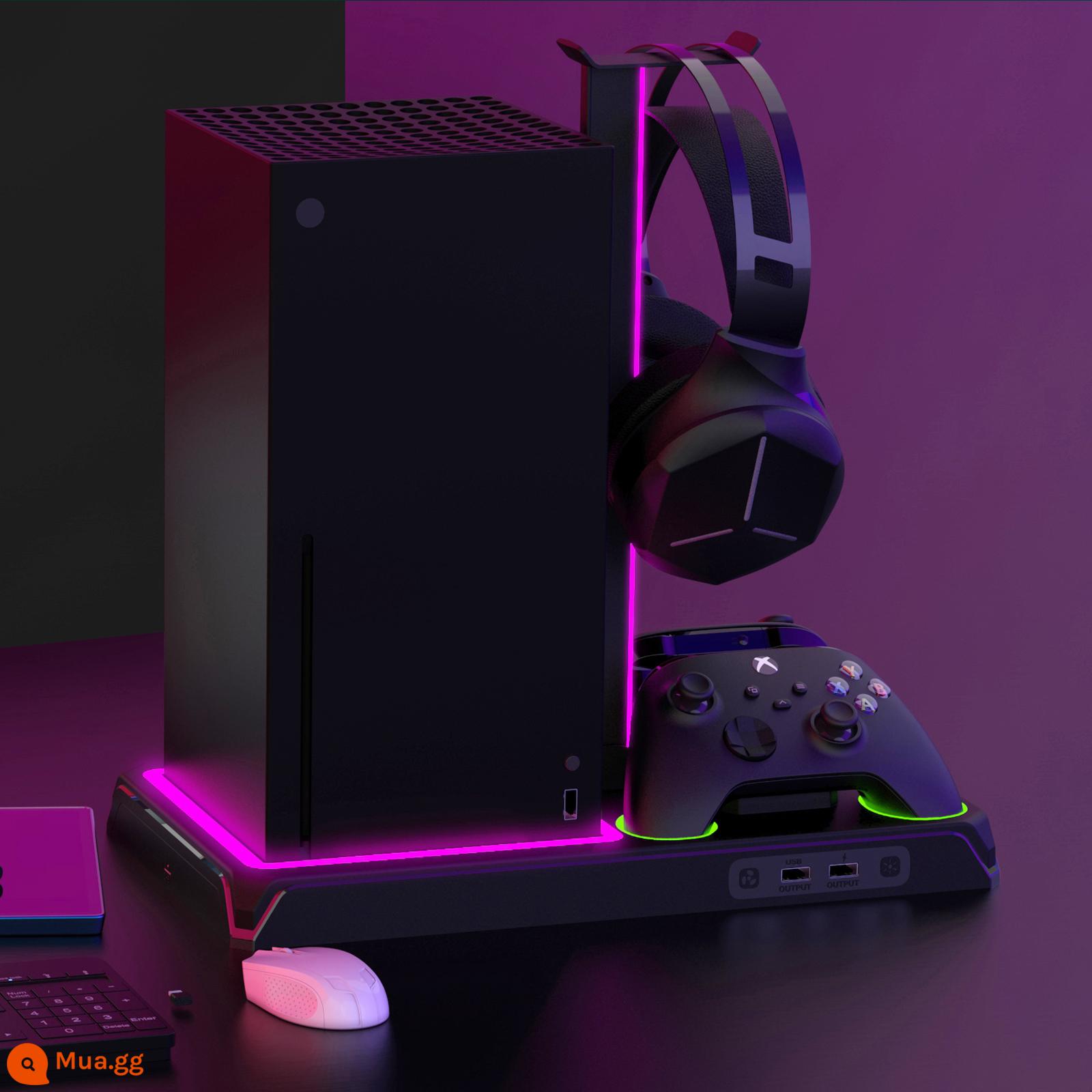 HONCAM xbox series X\S Máy chủ làm mát đế sạc đèn RGB giá đỡ quạt lưu trữ phụ kiện bộ pin tay cầm có thể sạc lại pin lithium 1400 mAh - Xbox series X\S đi kèm 2 bộ pin [Phiên bản hiệu ứng ánh sáng]