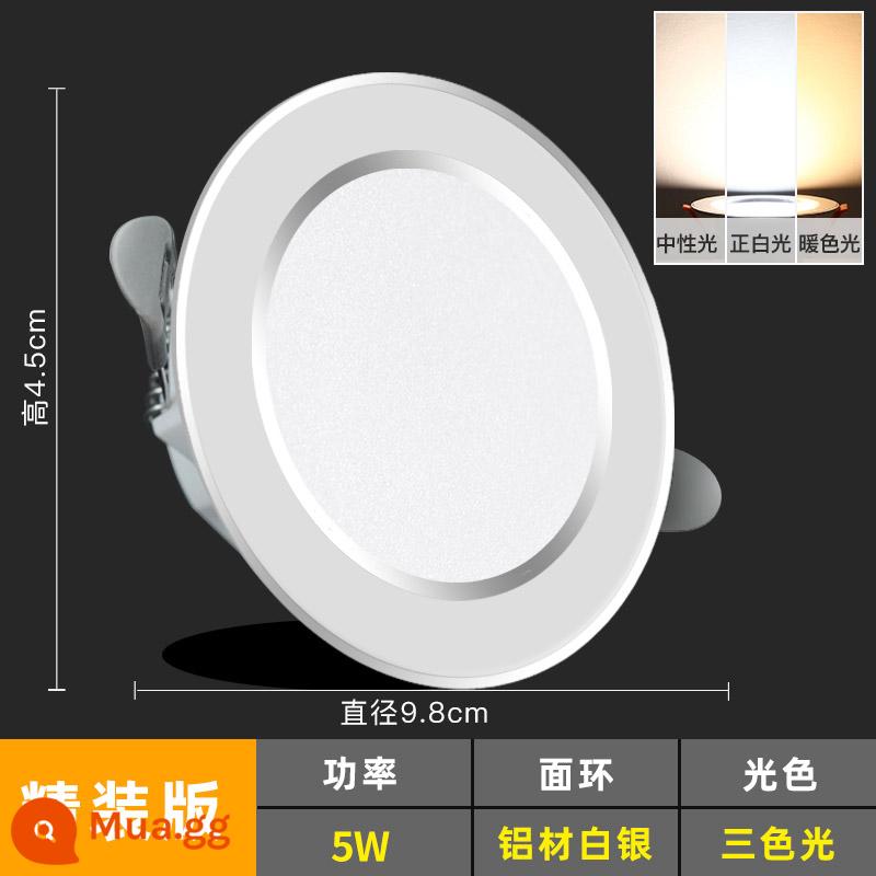 Đèn LED Downlight Âm Trần Lỗ Ánh Sáng 7.5Mm Nhúng Phòng Khách Ốp Trần Siêu Mỏng Lối Đi Đèn Nhà 3 Màu Đèn Pha - Gói giá trị lớn gồm 20 ★5W Ba màu [Bạc] Lỗ 7-9cm