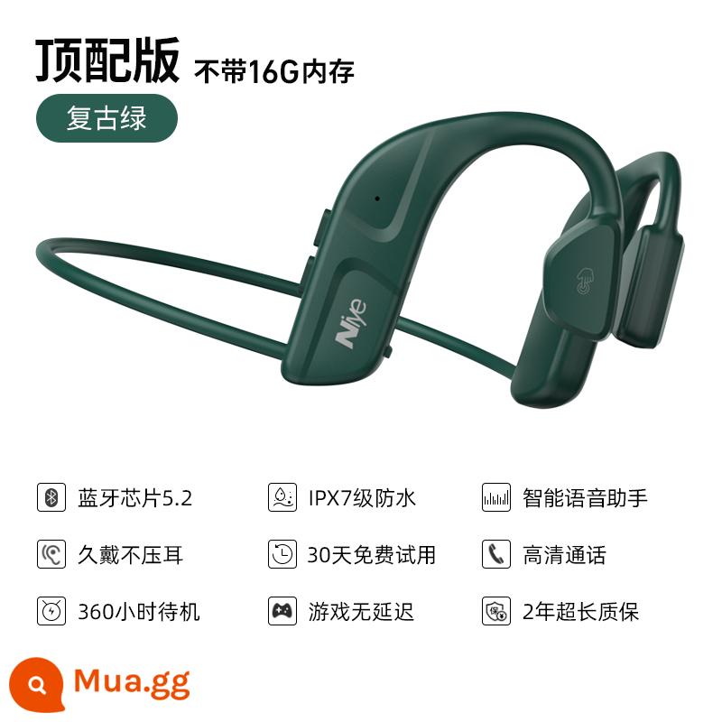 Tai nghe bluetooth dẫn truyền xương không dây không chấn thương tai xương tai không đau khi lái xe thể thao thời lượng pin chờ siêu dài mới - Phiên bản Retro Green-Top [Bluetooth 5.2 Dual Chip ◆Trợ lý giọng nói thông minh ◆Cuộc gọi HD]