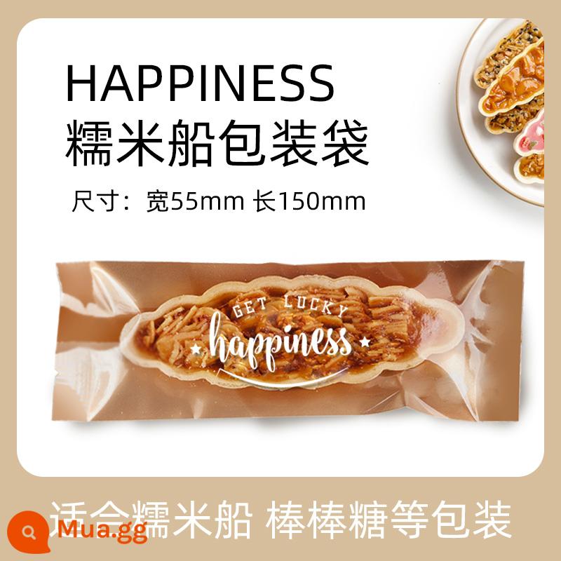 Huangbaiji gạo nếp bánh vỏ hạt rừng chống gió caramel hạt hạnh nhân giòn snack gói bán thành phẩm nướng - Túi thuyền nếp niêm phong bằng máy 5,5 * 15 với 100 miếng [hạnh phúc]