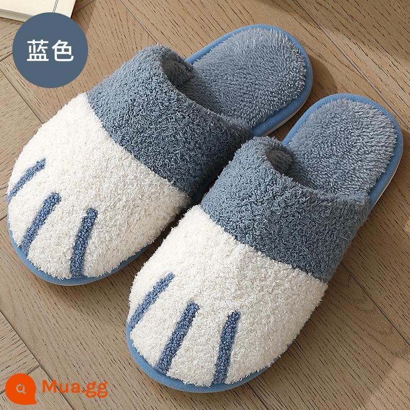 Ủng đi tuyết nam đế dày mùa đông cộng nhung giữ ấm mới 2022 giày cotton slip-on Đông Bắc chống trượt áo khoác ngoài nam - Màu xanh lam [kiểu móng vuốt mèo]