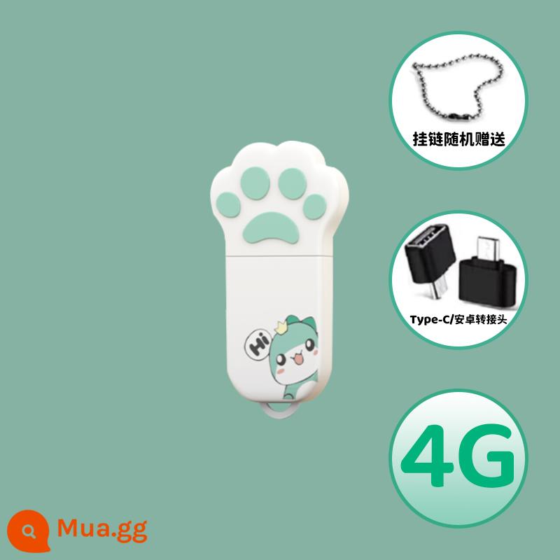 Đĩa U hoạt hình dễ thương chính hãng 128g dung lượng lớn 64g điện thoại di động máy tính sử dụng kép 32g ổ đĩa flash USB 8g tốc độ cao 16g - [Phong cách móng vuốt mèo xanh]-④G