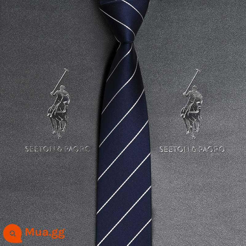 Colorton Ralph Lauren Polo Tie Nam Công Việc Phù Hợp Với Dây Kéo Rảnh Tay Phong Cách Cưới Chú Rể Đen Hộp Quà Tặng Cao Cấp - Mẫu trắng xanh-Mẫu thủ công P713 (cần lưu ý dây kéo)