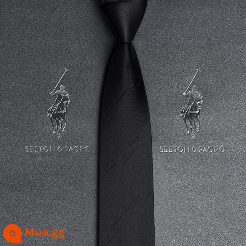 Colorton Ralph Lauren Polo Tie Nam Công Việc Phù Hợp Với Dây Kéo Rảnh Tay Phong Cách Cưới Chú Rể Đen Hộp Quà Tặng Cao Cấp - Mẫu dao đen-P707 mẫu in tay (dây kéo cần lưu ý)