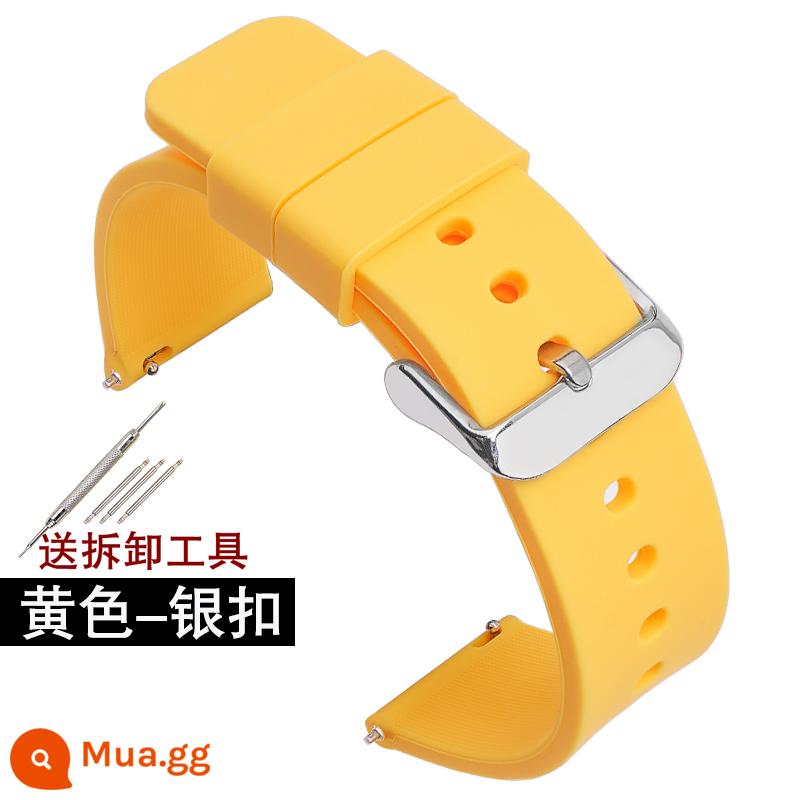 Dây đeo đồng hồ thông minh chống thấm nước bằng cao su silicone Mushi phổ thông 19|20/21|Dây đeo đồng hồ 22/24mm dành cho nam và nữ - Khóa màu vàng bạc