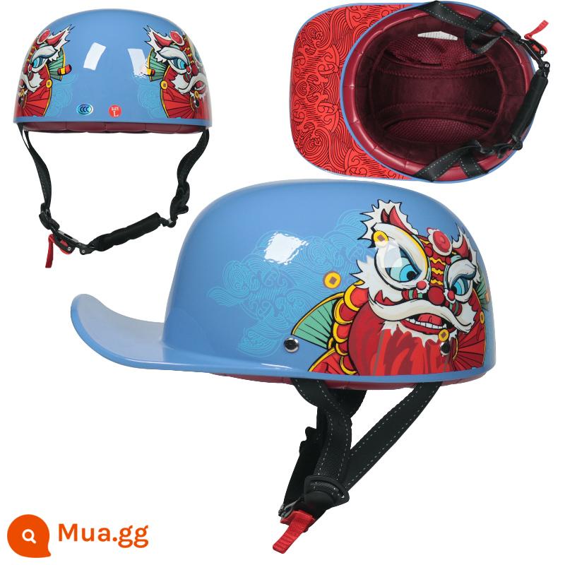 Harley Scoop Mũ bảo hiểm Hoàng tử Retro Half Muff Men and Women In Winter Đỉnh mũ cứng mũ đạo đức, Điện nhẹ Phong cách Mỹ - múa sư tử