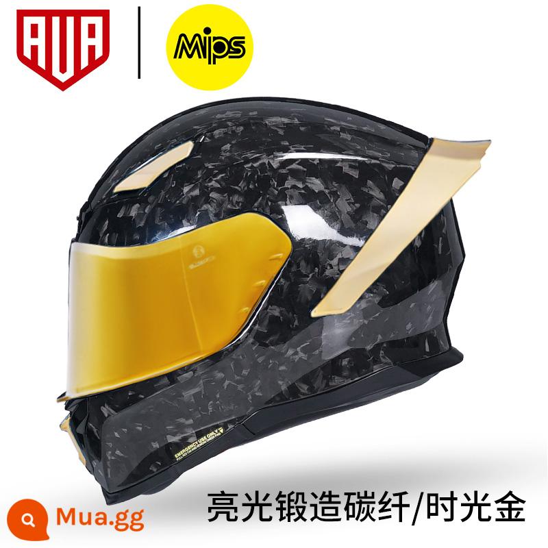 Không gian khác nhau Ava Lightning Hat carbon Mũ động cơ Mũ xe nam Động cơ sương mù đua xe macronine đuôi - Vàng hoa văn rèn đi kèm miếng dán chống sương mù + tròng kính trong suốt