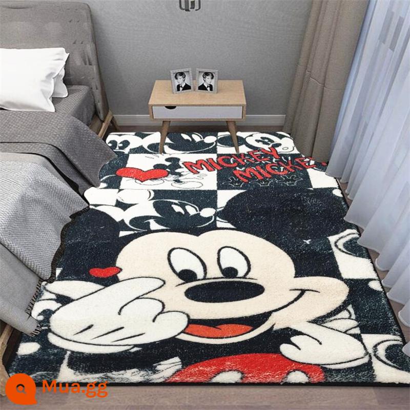 Ins dày hoạt hình chuột Mickey kỷ niệm thảm trẻ em phòng khách bàn phòng áo choàng phòng ngủ đầu giường thảm - chuột ca rô đen trắng