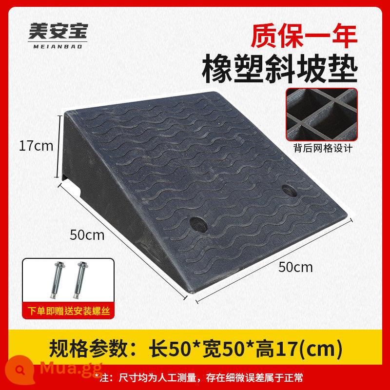 Cao su cao 13cm bước đệm dốc đệm đường răng xe ngưỡng đệm đường dọc theo dốc lên bậc leo tam giác - 50*50*17