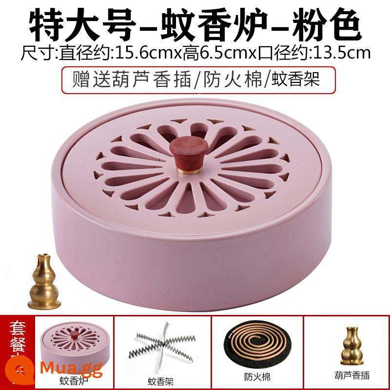 Vòng nhang hộ gia đình trầm hương hương trong nhà nguyên chất ngải cứu Ngải cứu moxibustion hộp nhang gốm gỗ đàn hương đuổi muỗi đồng trang trí - Lò nhang muỗi cực lớn-Hồng