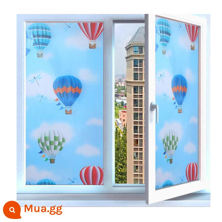 Cửa sổ thủy tinh tự dán nhãn dán ánh sáng truyền qua cửa sổ Sticker cửa sổ giấy hoa trang trí che bóng che - khinh khí cầu màu xanh hoàng gia