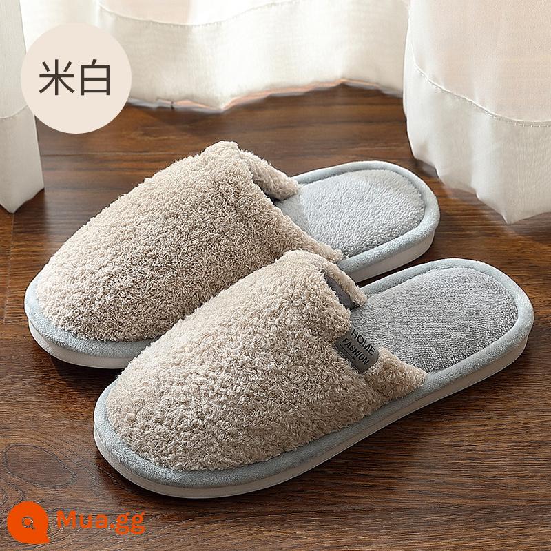 Dép bông chống chéo mùa đông nam 2022 Nhà mới trong nhà dày Đải có kích thước lớn Slippers Slippers Model's Models nam - Trắng nhạt [kiểu dáng đơn giản❤️]