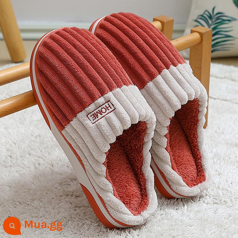 Dép bông chống chéo mùa đông nam 2022 Nhà mới trong nhà dày Đải có kích thước lớn Slippers Slippers Model's Models nam - Màu đỏ dưa hấu [đi lâu không bị hôi chân❤️]