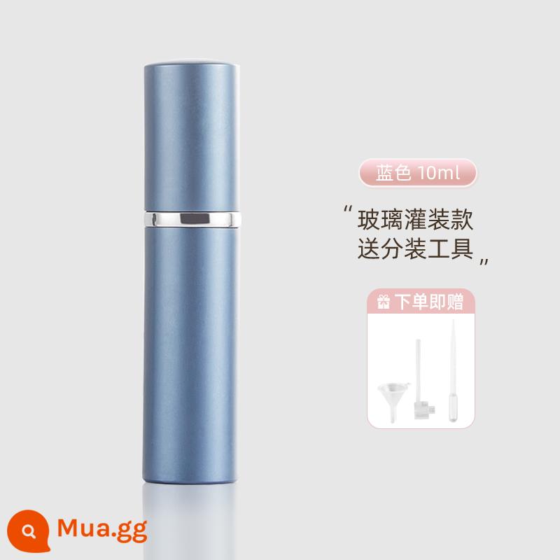 Nước hoa đóng chai đáy rót cao cấp xách tay dùng thử bộ đầu xịt chai rỗng bơm thẳng chai 10ml - Mẫu rót thủy tinh 10ml màu xanh lam